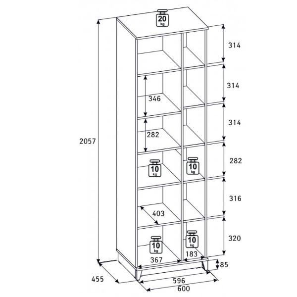 Aurelio 1 Шкаф МЦН Белый-Блеквуд Сатиновый/Глазово