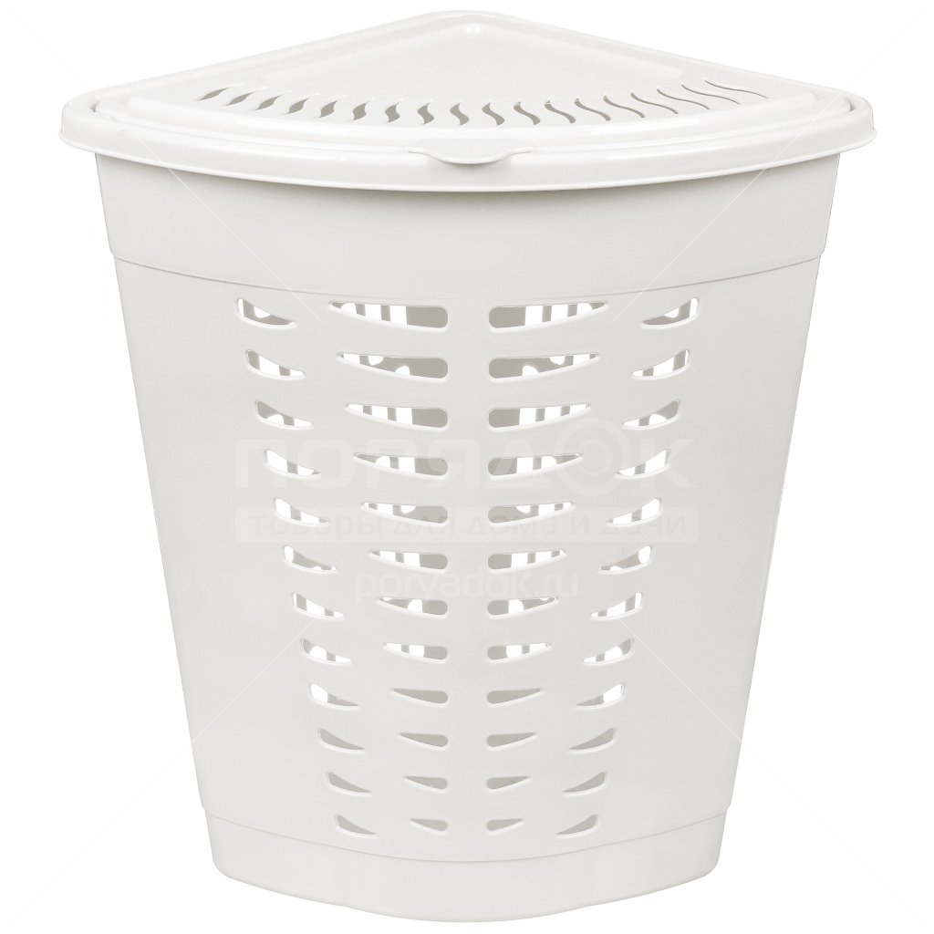 Корзина для белья угловая 45л белый М1546  