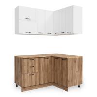 Кухня УГЛОВАЯ  Бари  Белый жемчуг/Тач Белый/Орех Антик