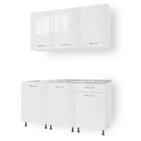 Кухня Компл.№2/1 БЕЛЫЙ СТРАЙП 1,5м (б/мойки)