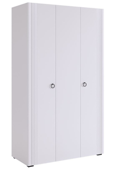 Ева Шкаф 3 дв Фасады глухие/105.01/Белое дерево/Белый матовый