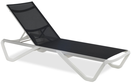Шезлонг Vohaw 8616 с регулируемой спинкой 1900×680×320(Белый каркас, сетка темно-серый)
