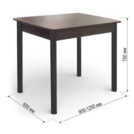 Стол Уют 3 900(+350)*600*750 ДСП венге/опора D50 "труба" Черный