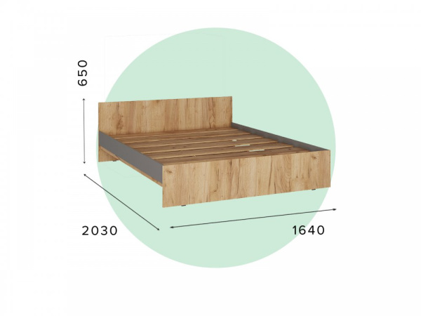 Сити Кровать Кр-56 1600 Серый Графит/Дуб Крафт Золотой