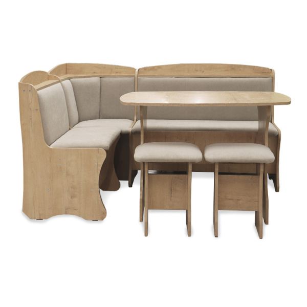 Обеденная группа, Дуб Бунратти  (скамья, стол, табурет), ткань в ассорт