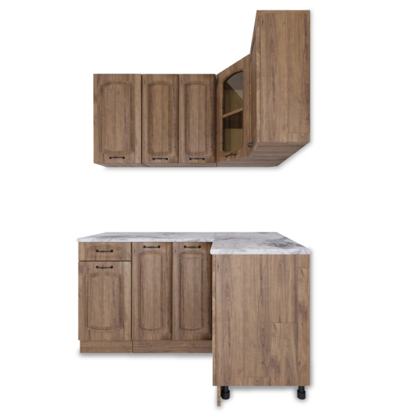 Угловая кухня РАВЕННА Дуб крафт / Орех антик 1,5м