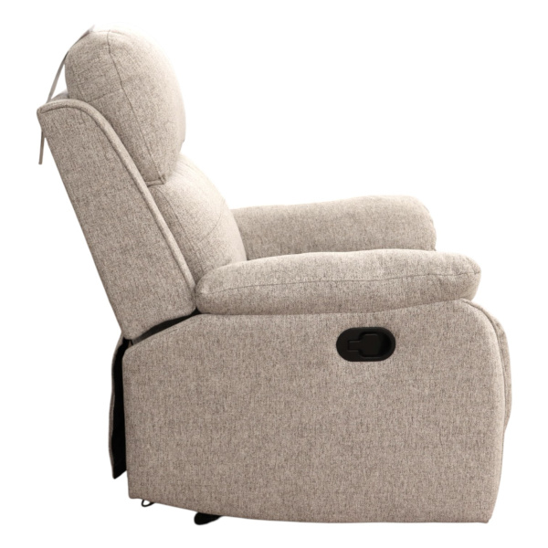 Кресло-реклайнер SX-81384 ткань лен NEVE 13 light grey, 12,9 RMB /метр ручн. рег. спинки