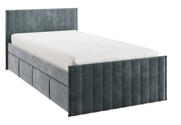 Кровать с ящиками Твикс 90х200 см (графит (велюр))