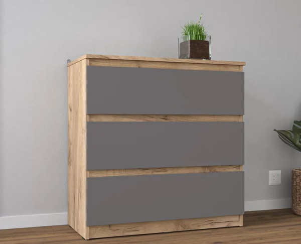 Сити Комод К-31 Серый Графит/Дуб Крафт Золотой