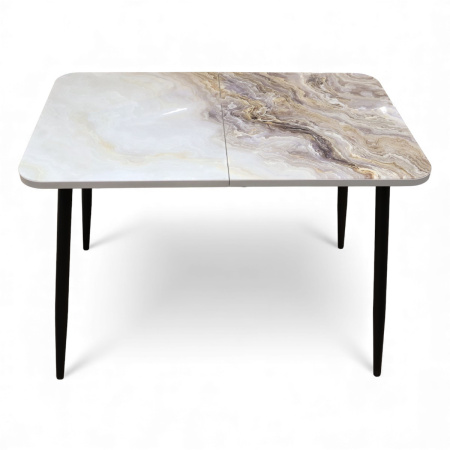 Стол Турин 1100(+400)*700,бабочка, ф/печ Мрамор КР051, B1+металл черный