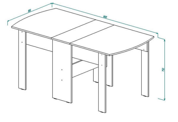 Стол-книжка СТК-1 Дуб Крафт Серый