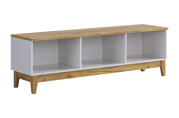 Тумба 2 Хюгге белое дерево/дуб крафт золотой/белый матовый