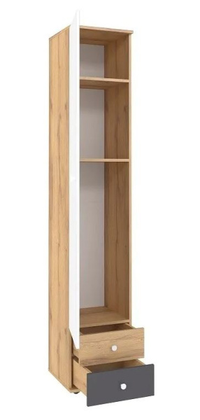 Шкаф для белья ЛОЙС 83 Дуб Золотистый/Белый/Графит