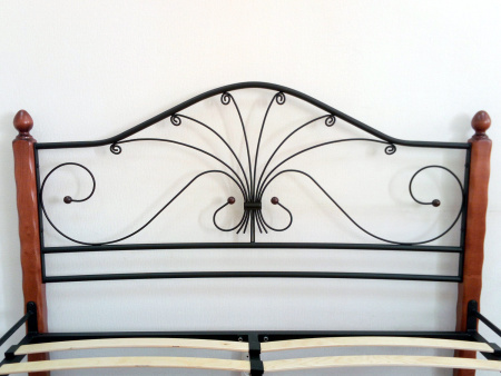 Кровать Фортуна 1 140*200 (с основанием) черный/махагон