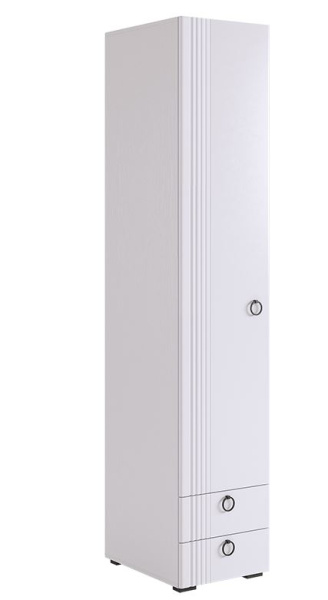 Ева Шкаф 1 дв + 2ящ/101.01/Белое дерево/Белый матовый